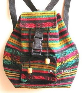 BACKPACK   HANDMADE in PERU   RASTA   NEW 12 x 11 x 3.5 BAG