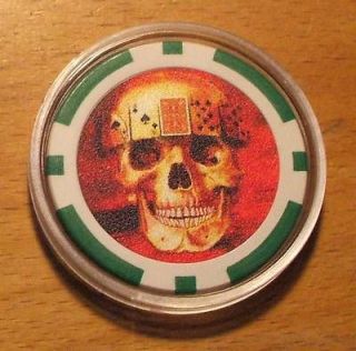 Skull Hologram Poker Chip Card Guard Cover Protector   Green