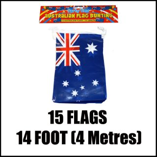   FLAG BUNTING 15 FLAGS AUSTRALIAN THEME PARTY THE ASHES 14FT LONG *NEW
