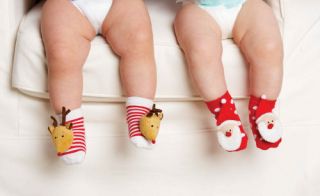 Mud Pie Baby Infant Girls Boys Christmas Rattle Toe Socks Santa 
