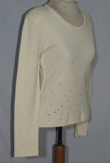 sonia rykiel ivory cotton knit sweater w rhinestones sm