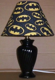 BATMAN FABRIC LAMP SHADE lampshade & LAMP LOGO EMBLEM CHARACTER 