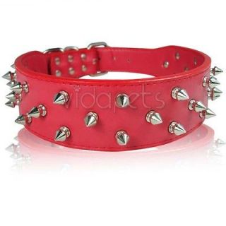 19 22 red leather spiked dog collar large spikes l