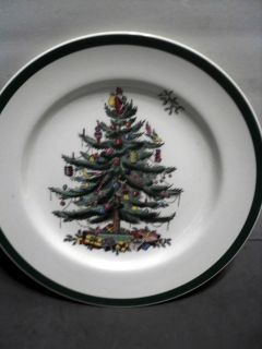 Spode China England Christmas Tree Tid Bit Bottom Plate Green Trim 10 