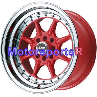   002 RED Rims Wheels Deep Dish Lip 4x100 Stance 98 02 Honda Civic SI