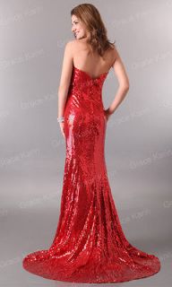 Stunning Strapless Sequins Bridal Wedding Prom Party Cocktail Evening 