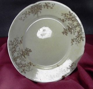Meakin China 9 Inch Plate, Columbia Pattern In Brown & White