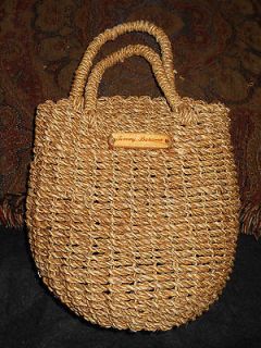 tommy bahama straw weaved small hand bag tote purse
