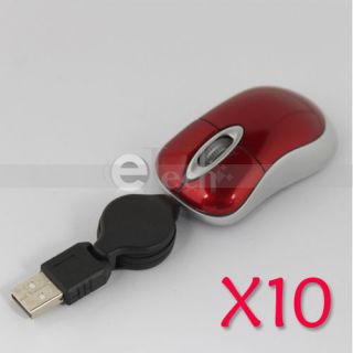 Lot 10pcs New 6082 Mini Retractable USB Optical Scroll Wheel Mouse for 