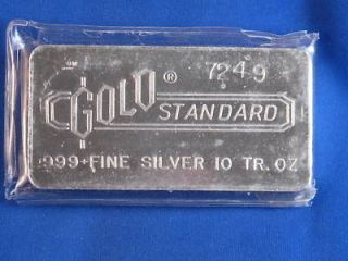  Gold Standard .999 Fine Silver 10 troy ounce struck ingot B3255L