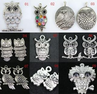 wholesale fashion jewelry lot silver retro owl pendant necklace 
