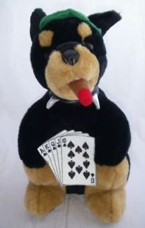   Plush Rottweiler Dog Poker Playing Dealer Cigar Puppy Large