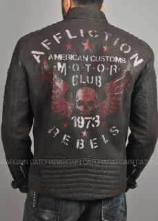 Affliction American Customs DEEP AND DARK Leather Motorcycle Jacket 