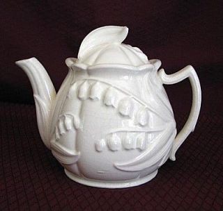 Antique / Vintage White Lily of the Valley Teapot signed GD415 Tea Pot
