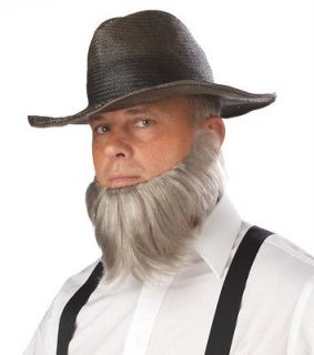 Mens Dutch Amish Quaker Farmer Gray Costume Beard