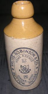   Robinson Home Brewed Pottery Ginger Beer Bottle Sutton Surrey England