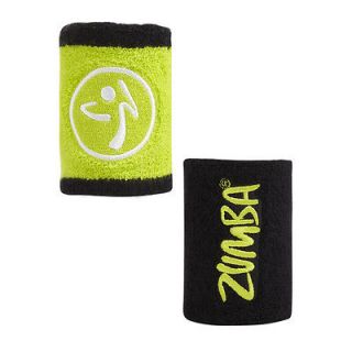 ZUMBA Fitness Flaunt It wrist bands 2 pack lime green & black NWT 