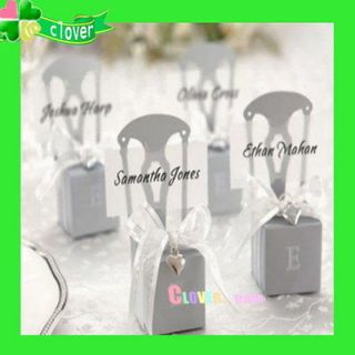 50 Miniature Charm&Ribbon Silver Chair Wedding Sweet Party Favor Boxes