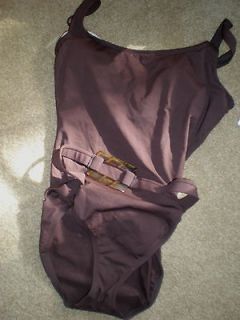 Anne Cole Brown Belted One Piece Bathing Suit Tank Swimwear 12 NWT