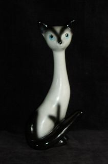 BEAUTIFUL Sylvac Pottery stylised 1950s LARGE black and white cat 