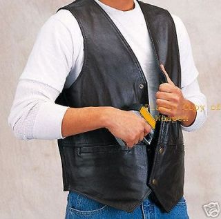 ccw leather concealed carry weapon gun vest sze 3xl