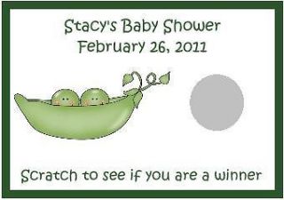 pea in a pod twins baby shower scratch off tickets