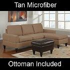 Small Tan Microfiber Sectional Sofa And Ottoman Set F7282 Couch 