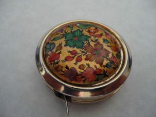 vintage enamel tape measure by hit usa flowers and bird