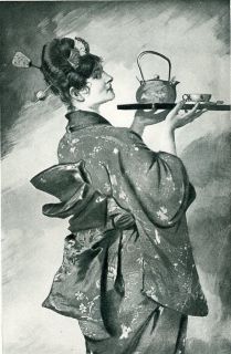 Japanese Lady 1894 Antique/Vintag​e Print art maiden woman Japan 
