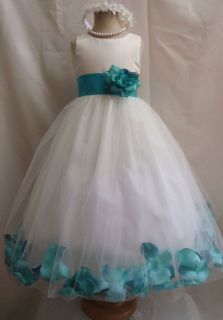 IVORY JADE TEAL GREEN WEDDING PARTY FLOWER GIRL DRESS S M L XL 2 4 6 8 
