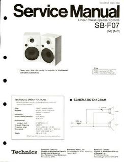 original technics sb f07 speaker service manual 