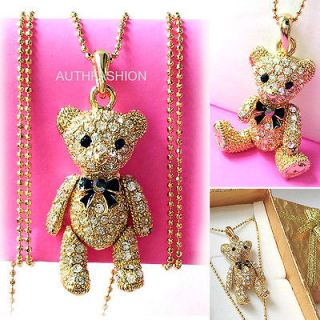 New Teddy Bear Gold Color Kids Chilren Pendant Necklace with Free Gift 