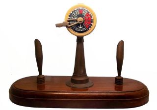 INCH ANTIQUATED BRASS SHIPS TELEGRAPH ON LARGE ROSEWOOD BASE MARINE 