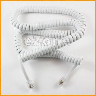 15ft white coiled telephone phone handset cord cable from canada