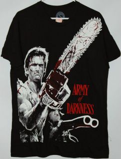 Army of Darkness Chainsaw and Shotgun black soft cotton T Shirt tee