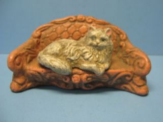 Cat on a Couch Cast Iron Bank Vintage 7L x 3w x 3 1/4h
