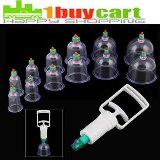 12 Cups Chinese Medical Vacuum Cupping Body Massage Healthy Kit bud