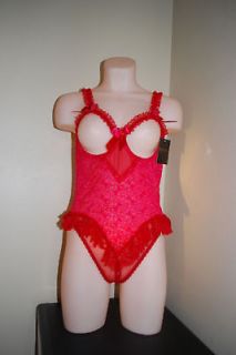 fredericks of hollywood open bust teddy red size l xl