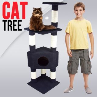   Cat Tower Tree w Condo Scratcher Furniture Kitten House Navy Blue Bed