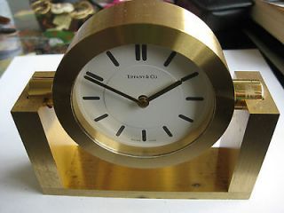 tiffany and co swiss made quartz brass table clock time