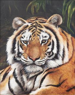 Newly listed BEAUTIFUL TIGER   ORIGINAL OILHAND PAINTING .9 x 12