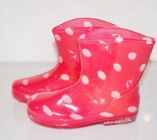 NEW TODDLER GIRLS KIDS RAIN BOOTS PINK WITH DOTS SIZE 10  