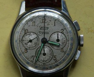 Vintage 1940s Tissot 3 Register Chronograph Wrist Watch Omega 321 