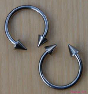Newly listed 14G Steel Spiked Horseshoe Circular Earring 7/16 PAIR