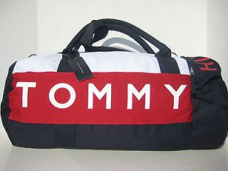 TOMMY HILFIGER Large DUFFLE GYM BAG BLUE/RED TOMMY HILFIGER DUFFLE NEW 