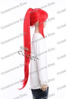 gurren lagann yoko cosplay wig on clip 95cm red ponytails