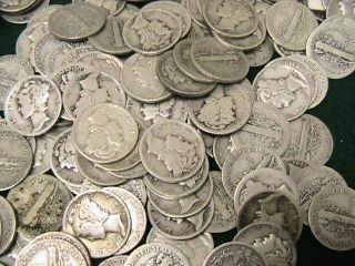 Mercury Dimes 1916 1945 90% SILVER GOOD CONDITION