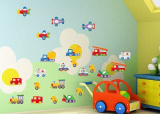 Toys Cars Airplanes Ducks Wall Sticker Home Children Kids Room Decal 