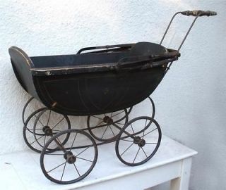 Antique Vintage Rustic Wood Doll Stroller Pram Buggy Baby Carriage