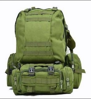 Military USMC Army Tactical Molle Backpack +1x Front + 2x Side Pouch 